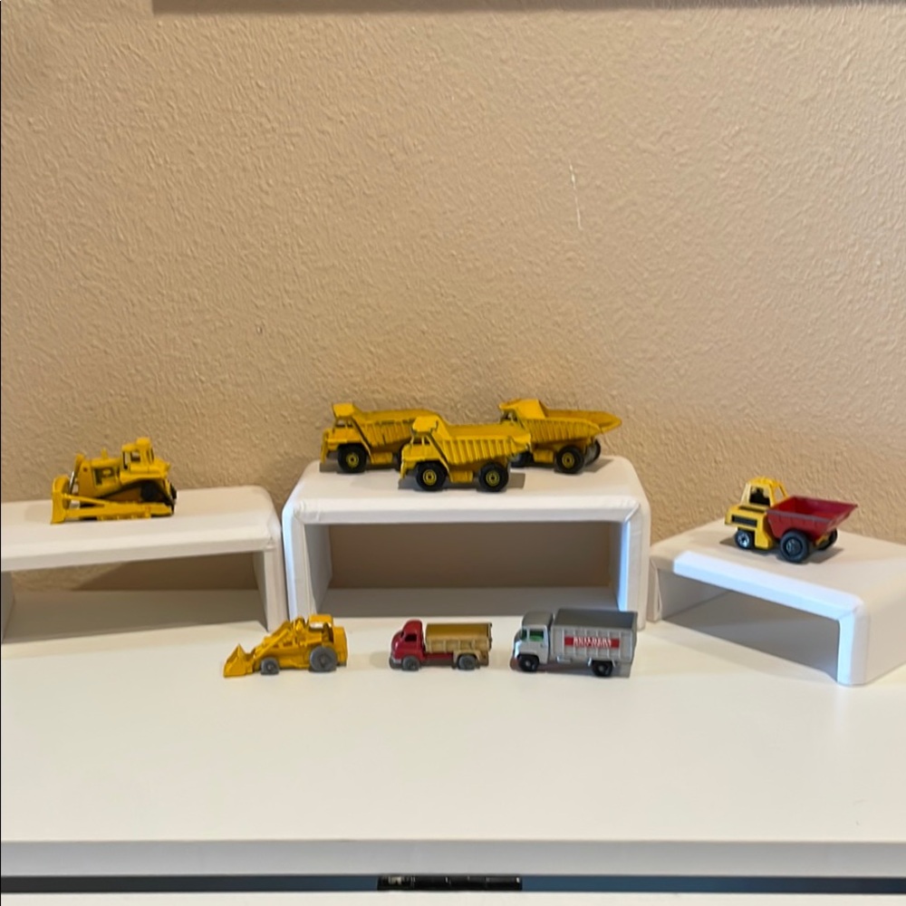 Vintage Yellow Construction Toy Vehicle Lot of 8